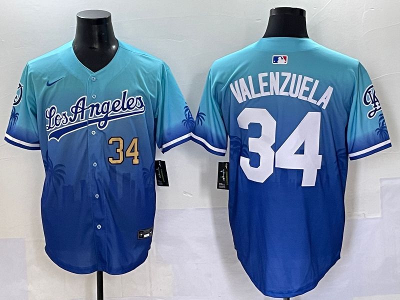 Men 2025 Los Angeles Dodgers 34 Valenzuela Blue Nike MLB Jersey Daoqite style 2